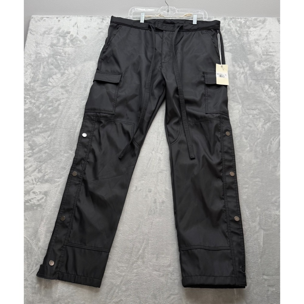 NWT mnml Cargo Pants‎ Mens 36 Black Snap Zipper II Relaxed Tapered Fit